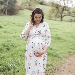 Floral Maxi Twist Dress (Maternity/Bump Friendly)